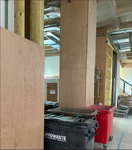 Reception Area Wall Clad in Plywood — Cladding in London