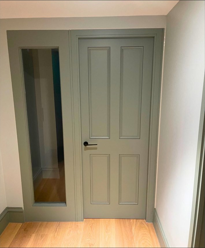 Panelled door with glazed side screen — Black Glazed Entrance Doors, Dulwich College
